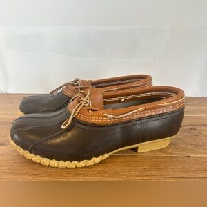 LL Bean Men's Brown Rubber Low Top Unlined Moccasin Duck Boots Size 11